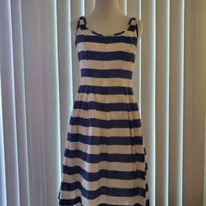 Blue striped midi dress